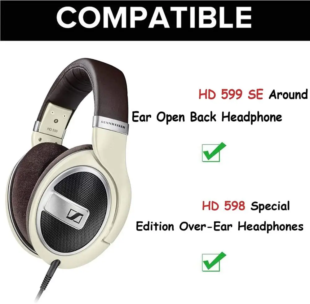 Almohadillas de repuesto para los oídos HD598, Kit de almohadillas para los oídos, piezas de cubierta compatibles con Sennheiser HD 599, auriculares con espalda abierta