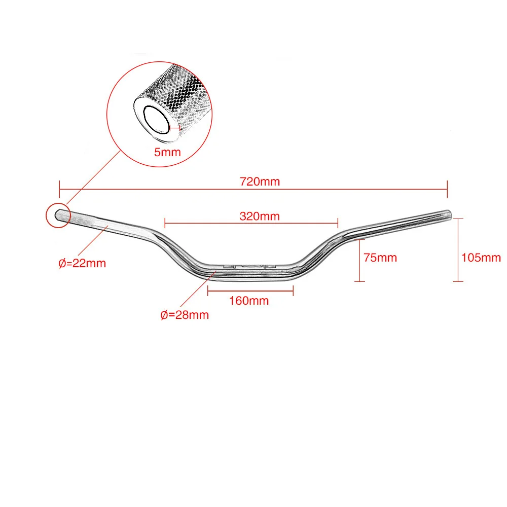 28mm 1-1/8'' Motorcycle Handlebar CNC Aluminum Alloy Sandblasting Steering Wheel for Yamaha Tmax 530 R6 R3 CBR1000RR Monster 696