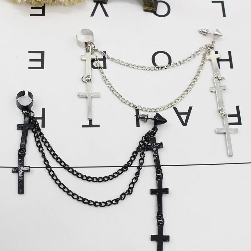 1pc Cross Kwastje Lange Ketting Oorbellen voor Vrouwen Meisjes Gothic Punk Rock Stijl Mode-sieraden Accessoires Party Gift Cool ding