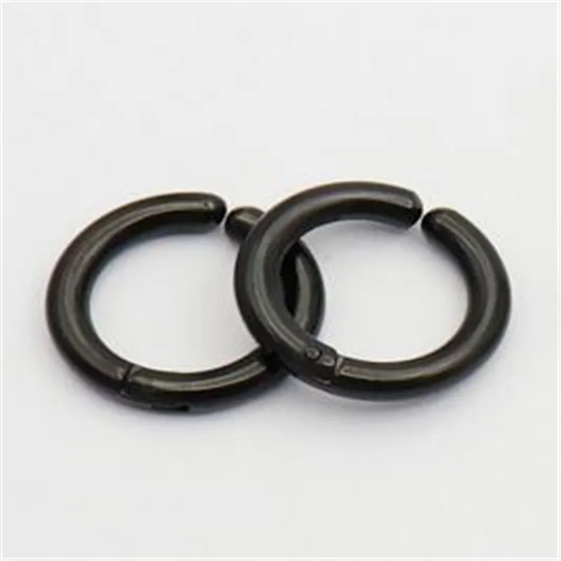 Große Creolen aus Edelstahl, 1 Paar, runde Form, 3 mm x 12 mm, Herren, Farbe: Schwarz. – Detail 10