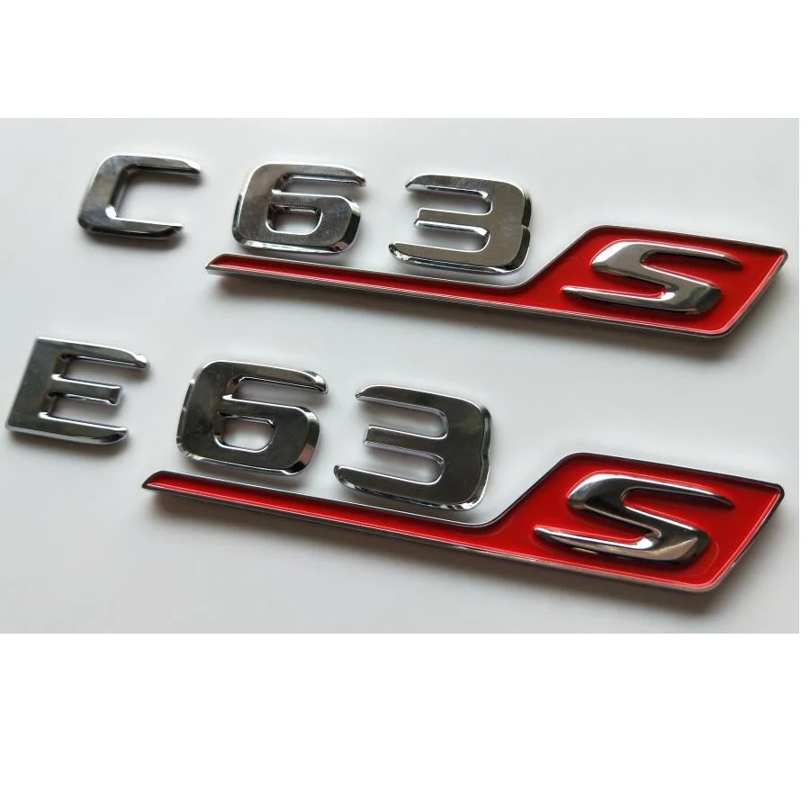 Chrome Red Letters C63s E63s S Trunk Emblems Badges for Mercedes Benz W205 W212 W213 AMG