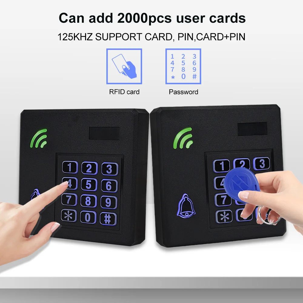 IP68 Waterproof Access Control System Outdoor RFID Keypad WG26 Access Controller Keyboard Rainproof + 10 EM4100 Keyfobs for Home