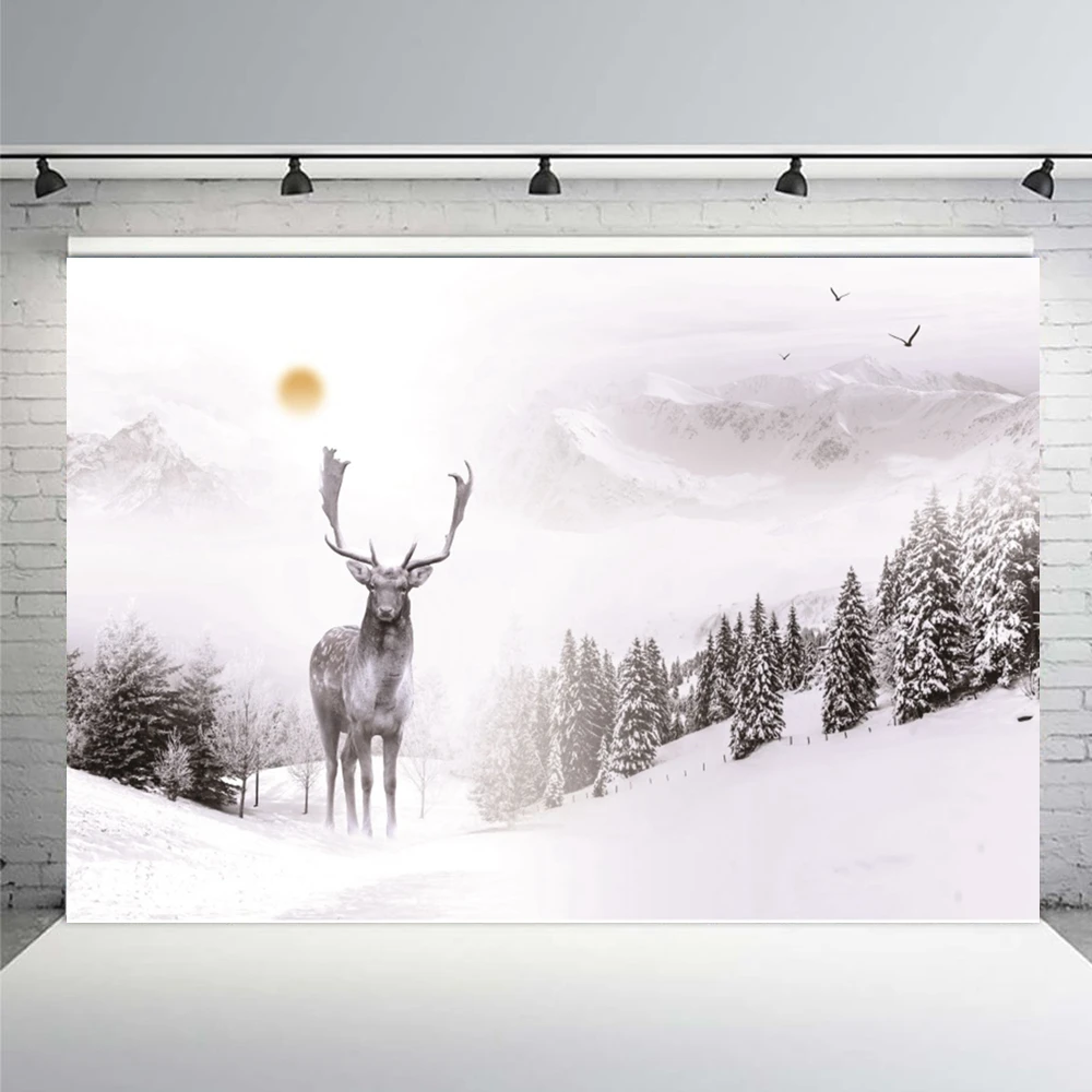 Yeele Christmas Wonderland Deer Dream Backgrounds For Photography Winter Snow Baby Newborn Portrait Photo Backdrop Photocall