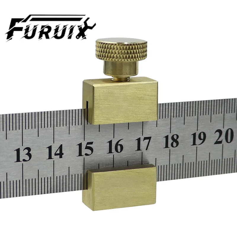 

Steel Ruler Positioning Brass Limit Block DIY Carpentry Scriber Measuring Tools Suitable for School Office Engineering Woodwork