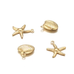 20pcs Stainless Steel Starfish Charms Shell Pendants Necklace Findings Bracelet Bulk Accessories for DIY Jewelry Making