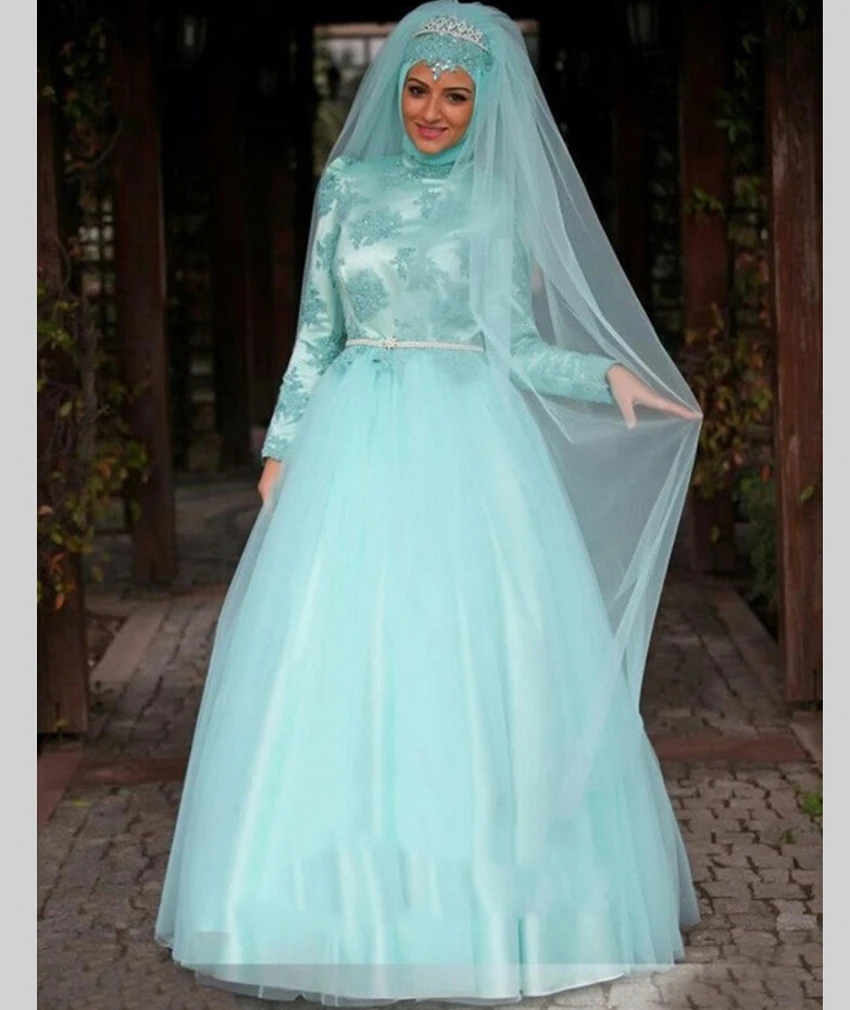 Vestido de boda islámico, Hijab musulmán, de manga larga, árabe, China