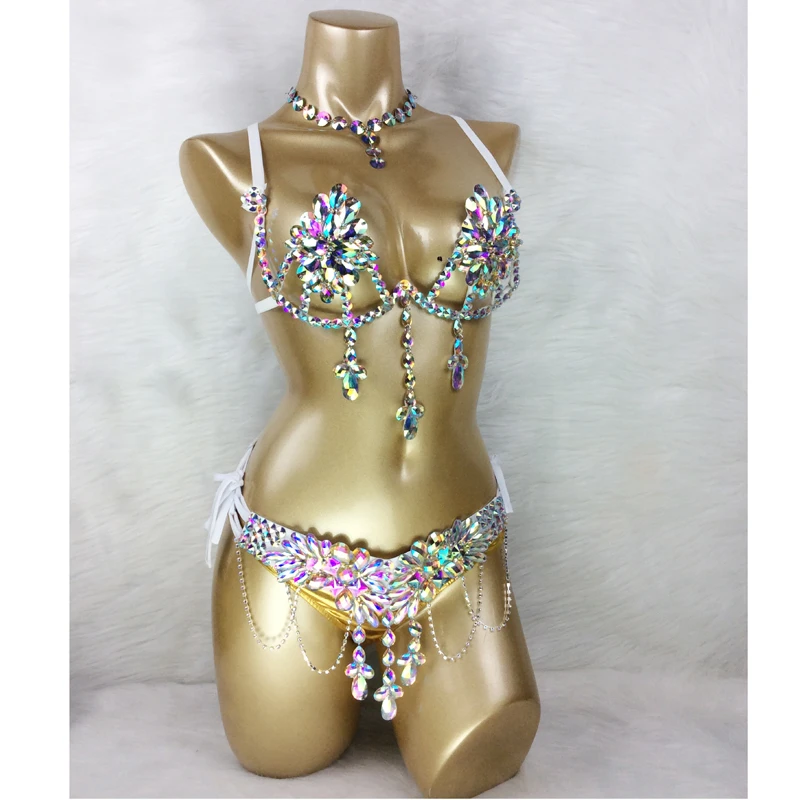 Samba Carnival Wire Bra & Panty & belt Set Hand Made 4 Piece Belly dancing costume WIRE BRA clothes