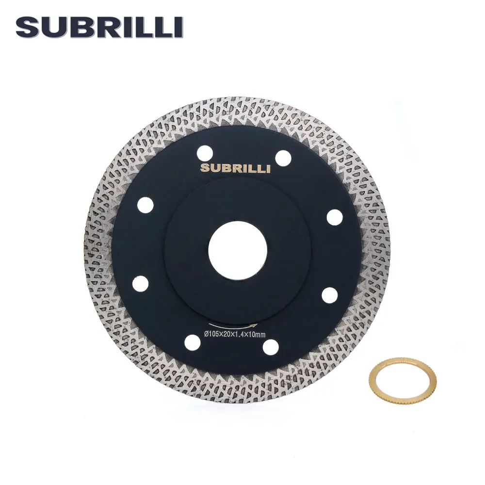 SUBRILLI 4" 4.5" 5" Diamond Cutting Disc Turbo Saw Blade Wheel Rim Cutter For Tile Marble Granite Stone Mesh Type 105/115/125mm