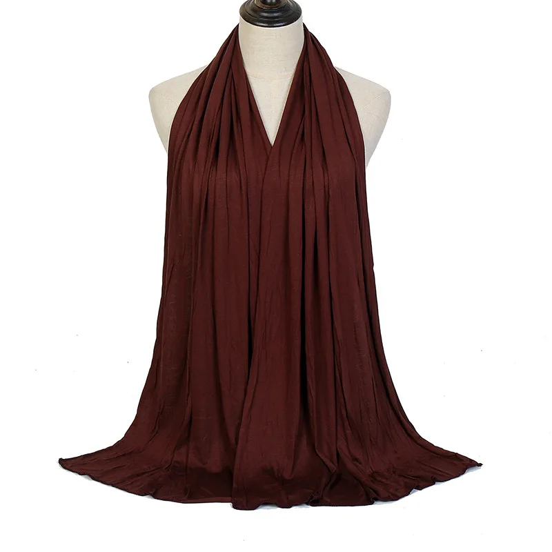 Hijab liso de algodón y poliéster, bufanda larga y suave de 170x60Cm, 20 colores