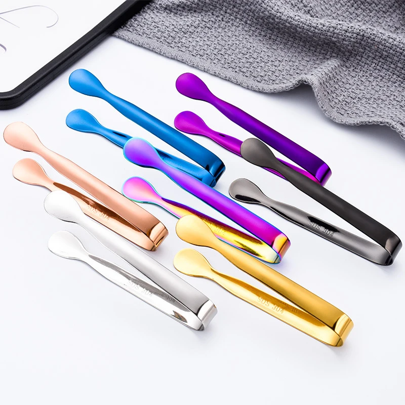 

Bbq Pastry Tongs 304 Stainless Steel Round Head Multicolor Barware Accessories Barbecue Clip Bread Food Bbq Clip Food Clips