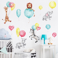 Flying Balloon Animals Wall Stickers for Children Kids Room Nursery Decor Cute Teddy Bunny Removable PVC Decals DIY Pieces Mural