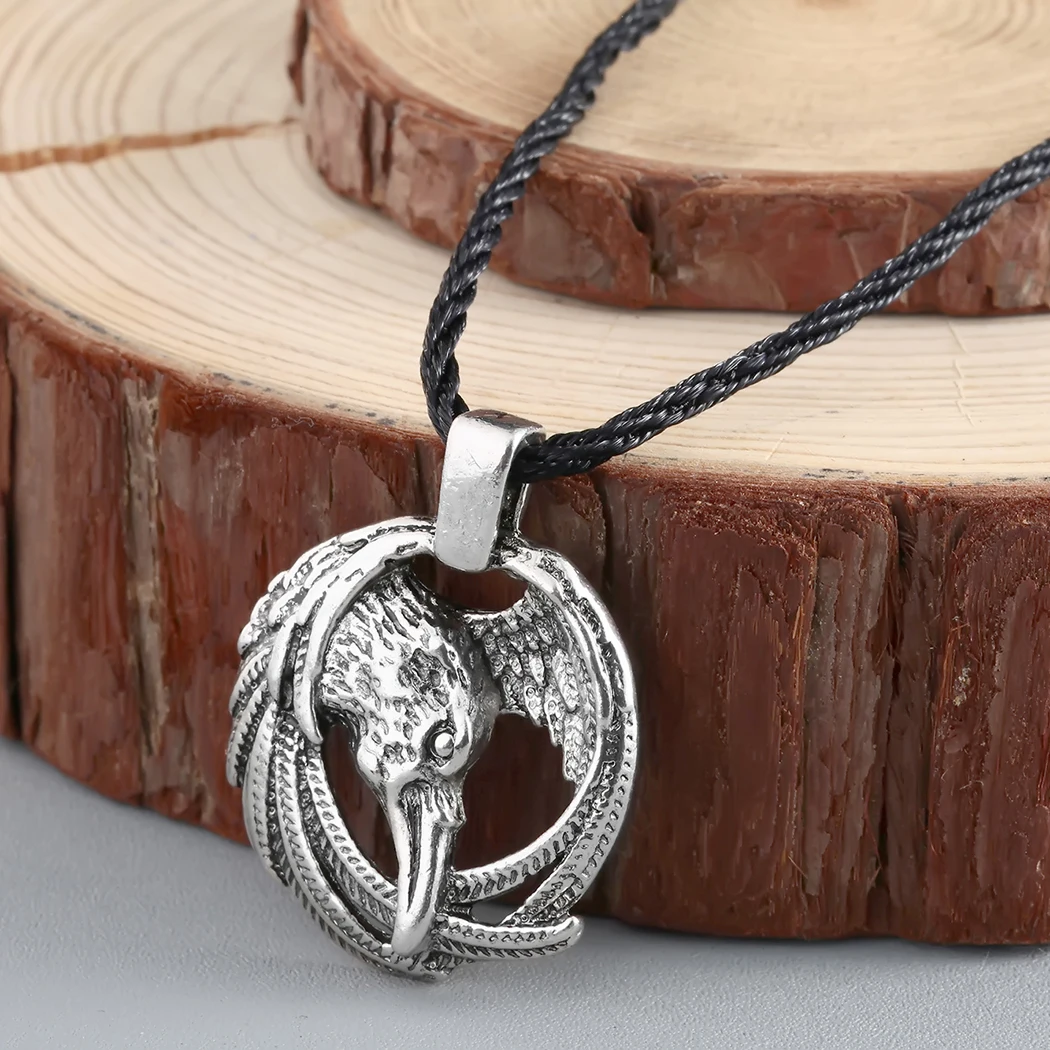 Kinitial Nordic Viking Men Necklaces Women Slavic Symbol Amulets Antique Raven Hammer Pendant Punk Male Necklace Jewelry