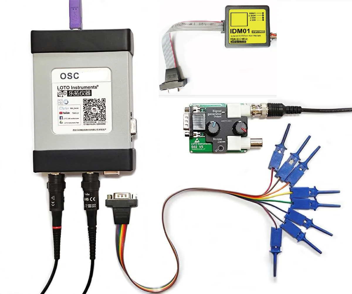 Wirtualne oscyloskop cyfrowy USB/PC oscyloskop OSCH02 serii 1GS/s BW 100MHz 2-kanał/5 w 1 8 ~ 13 Bit rozdzielczość pionowa