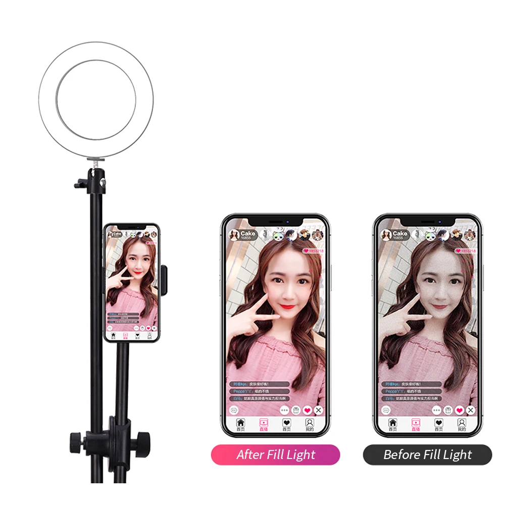 Profession Desktop Photography LED Ring Light Ring Lamp Phone Holder Tripod Stand for Photo Studio Nail Art Video Ringlight