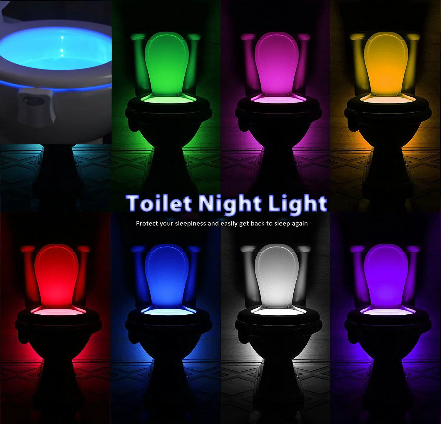 PIR Motion Sensor 8 Colors Smart Toilet Seat Night Light Waterproof Backlight For Toilet Bowl LED Luminaria Lamp Toilet Light