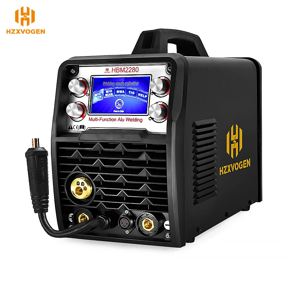 110V/220V HZXVOGEN Welding Machine LCD Multi-Function Aluminum Welder Gas & Gasless MIG TIG ARC MMA 2T 4T For 0.8-1mm Wire