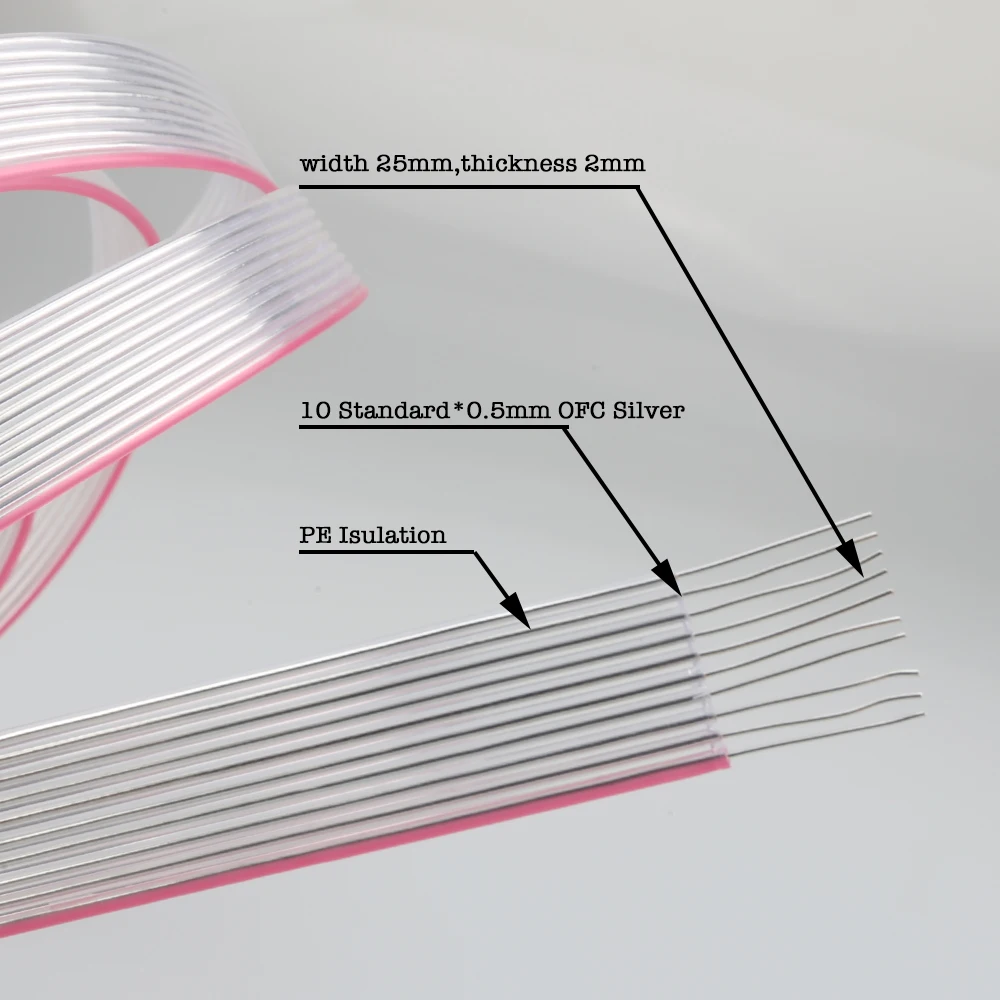 Audiocrast FC03ag Mạ Bạc Phẳng Cáp Loa Nordost Phong Cách Dẹt Cao Cấp Dây Loa Unterminal Rời Cáp Dây Tín Hiệu