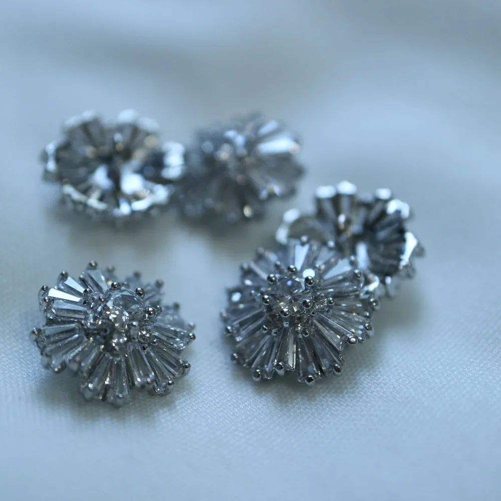 5pcs/lot Rhinestone crystal Fur buttons Cubic zirconia button for coat Decorative CZ sewing buttons for cashmere Knit cardigan