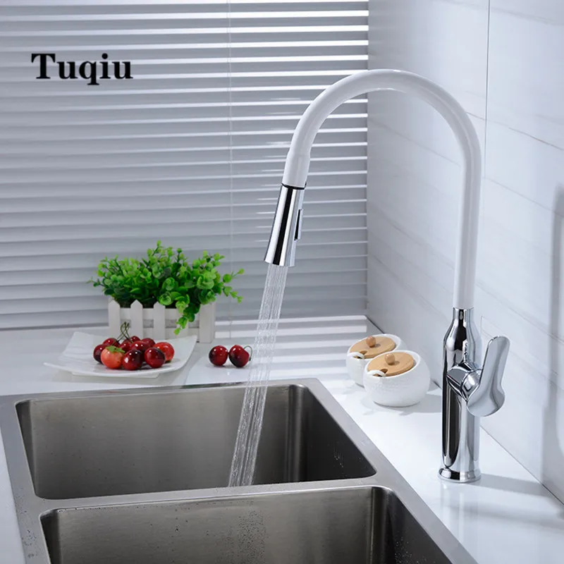 

Newly Arrived Pull Out Kitchen Faucet Chrome Sink Mixer Tap 360 degree rotation kitchen mixer taps Kitchen Tap Brass white black