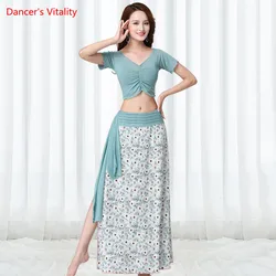 Belly Dance Suit Female Adult Elegant V-neck Top Performance Clothes Oriental Dancing Shirt Or Long Skirt Practice Clothing