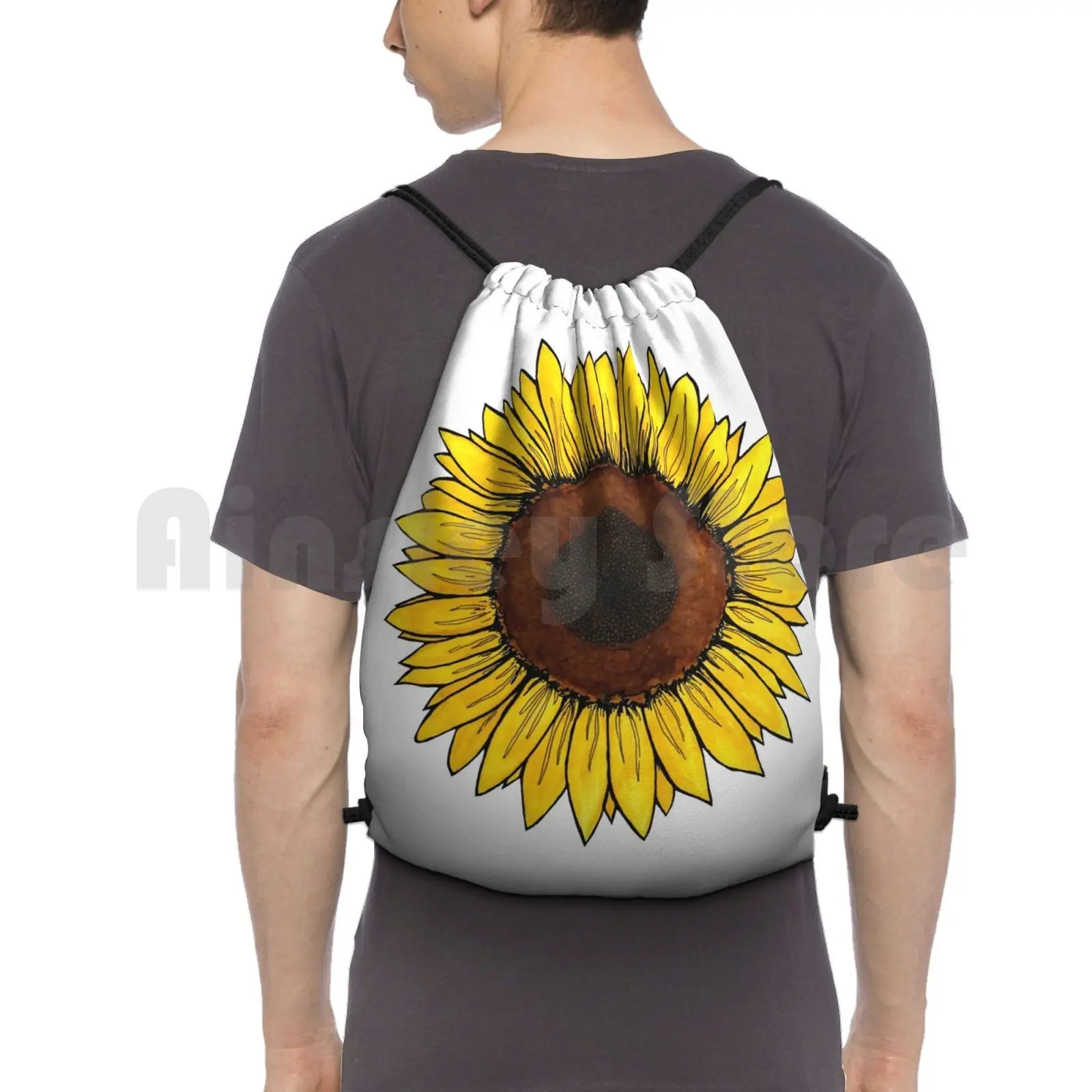 Friday Backpack Drawstring Bags Gym Bag Waterproof Sunflower Nature Yellow Flower Flowers Spring Summer Fauna Bright