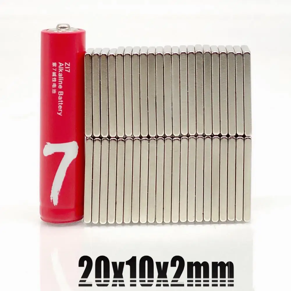 5/10//20/50Pcs 20X10X2 Neodymium Magneet 20Mm X 10Mm X 2 N35 Ndfeb Blok Super Krachtige Sterke Permanente Magneet