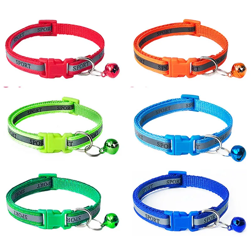 Adjustable Cat Collar Cute fashion Print Breakaway Nylon Pet Puppy Dog Kitten Cat Collar with Bells 19-32cm 1.0cm Drop Shipping