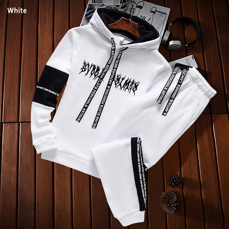 Men Tracksuit Sets Men\'s Casual Hoodies Sweatshirt Suit Male Sportswear Jogging Running Gym Suit Hoodies+Pants 2 Pieces Set