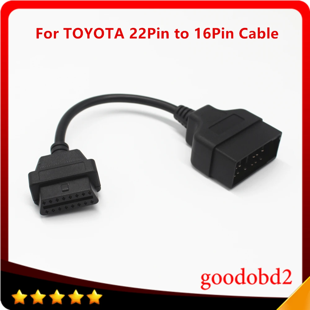 Car OBDII Cable Adapter Transfer For Toyota 22Pin Male to 16Pin OBD2 Female Diagnostic Connector