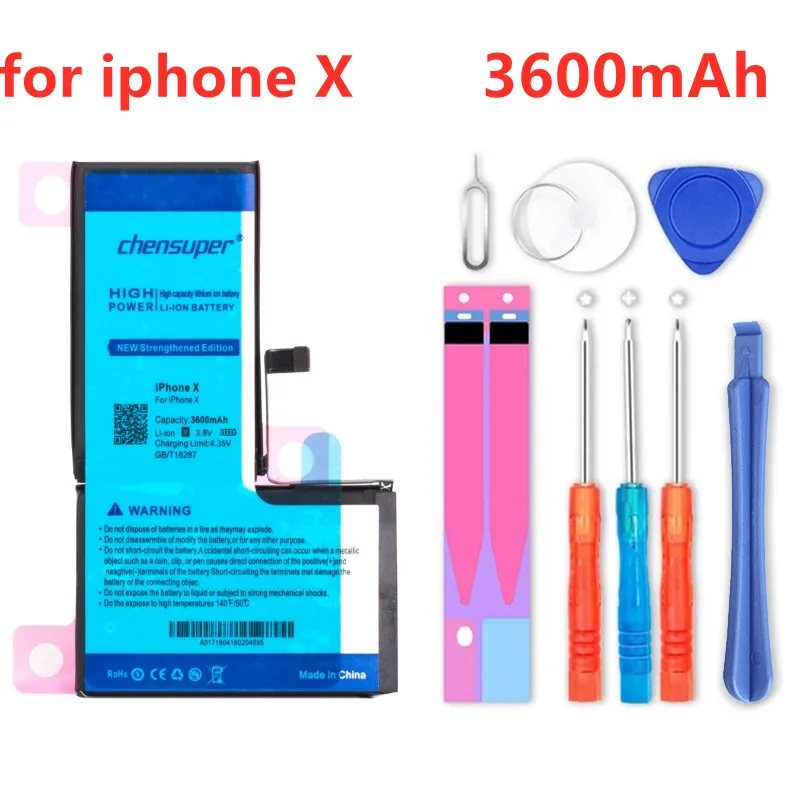 

New AAAAA 3600mAh Quality Battery For iPhone X High Real Capacity Zero Cycle Tool Sticker