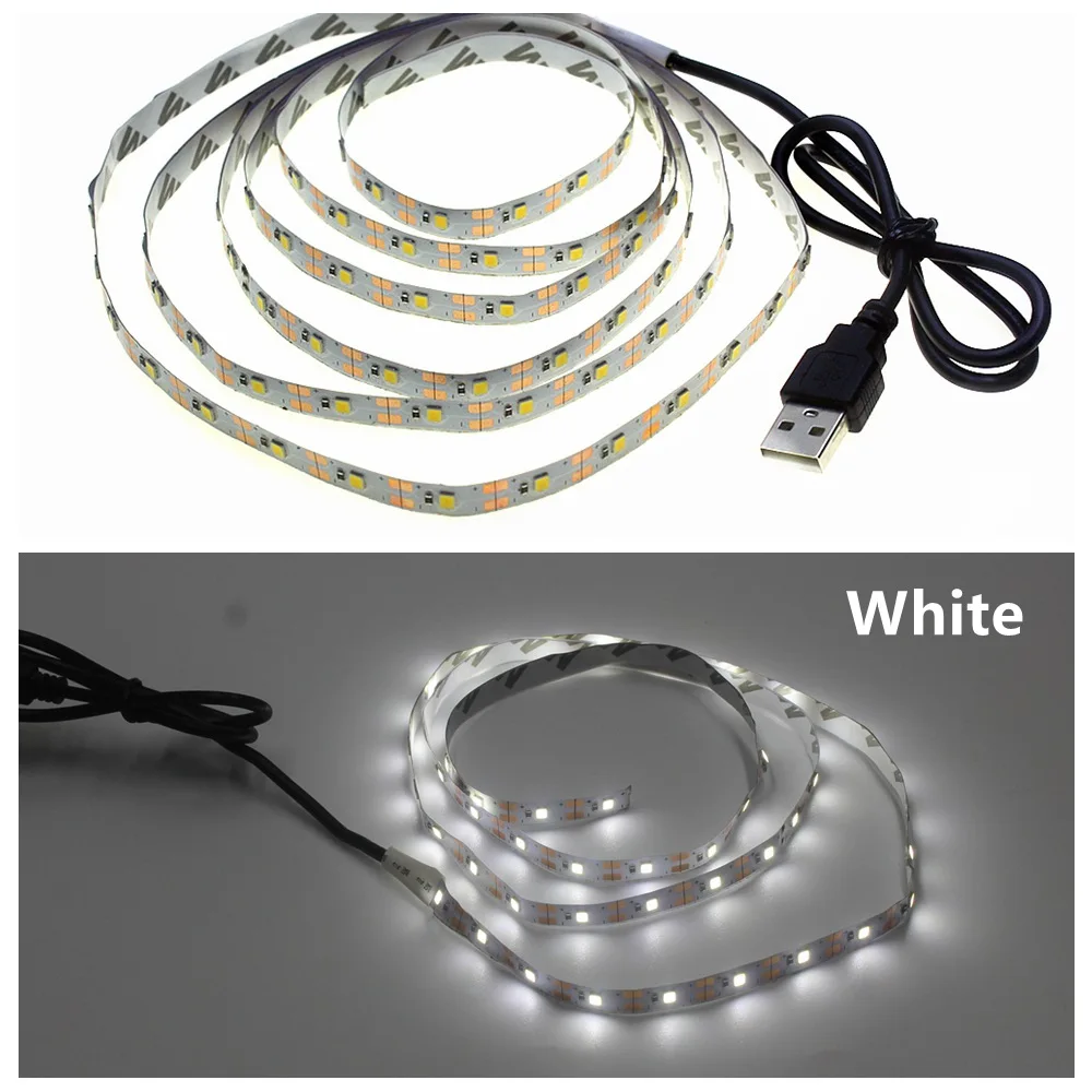 USB LED Strip Lamp 2835SMD DC5V Flexible LED Light Tape Ribbon 1M 2M 3M 4M 5M HDTV TV Desktop Screen Backlight Bias Lighting