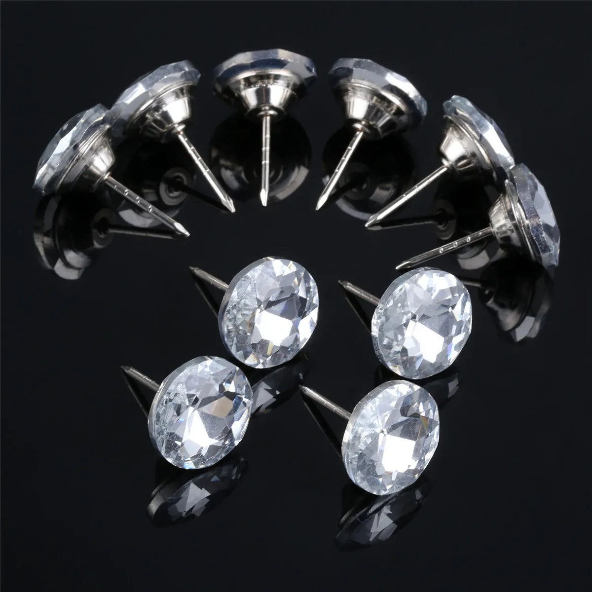 30/50 Pcs 18/20/25/30mm Rhinestone Crystal Buttons Diamond Crystal Upholstery Nails Tacks Buttons for Sofa Decor Buckle Decor