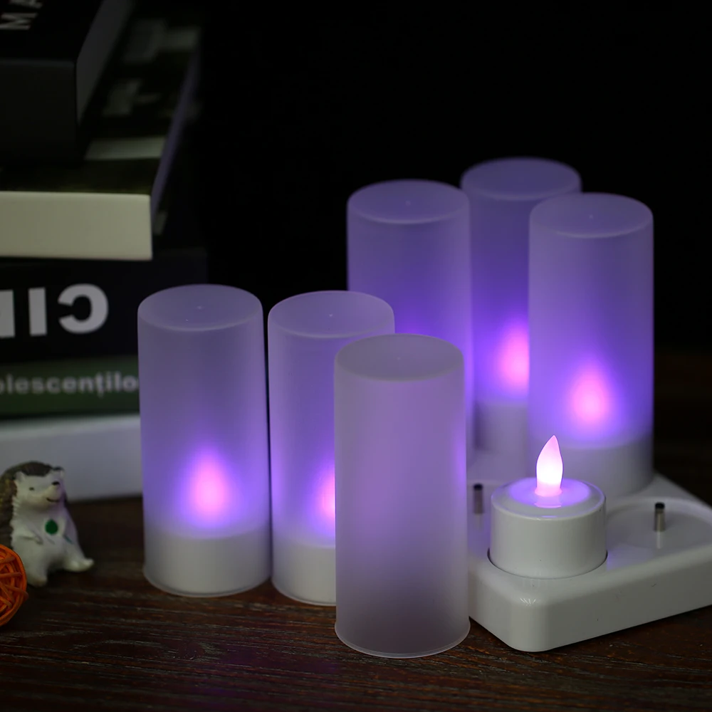 Colorful Led Candle USB Rechargeable Tea Candle Light Flameless Tealight with Remote Control Candle for Valentine's Day Decor