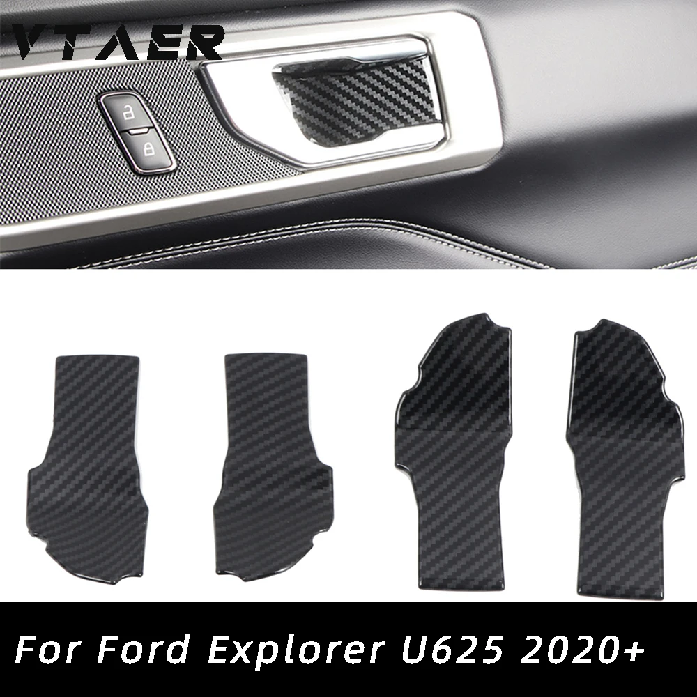 

4Pcs/Set Car Interior Door Handle Bowl Cover Trim Carbon Fiber Decorative Sticker for Ford Explorer U625 2020 2021 2022 2023