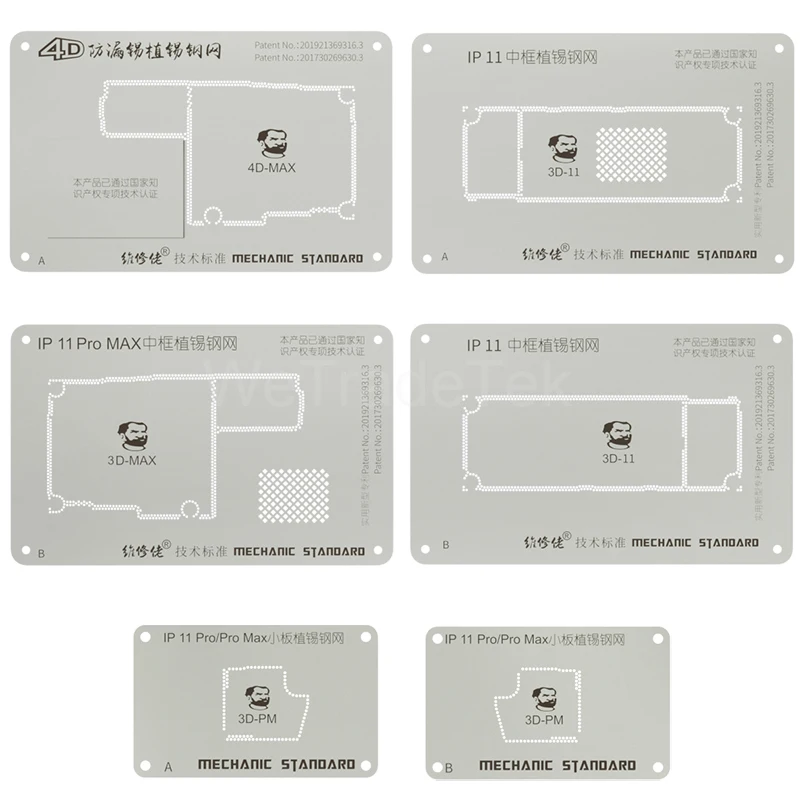 Monteur 4D Bga Reballing Stencil Voor Telefoon 11 11Pro Pro Max X Xs Xsmax Moederbord Tin Lekvrije Midden laag Aanplant Tin