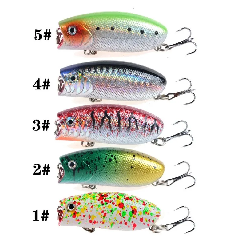 Señuelos de Pesca de 5,5 cm/10,4g Topwater Popper, cebo duro de 5 colores, Wobblers artificiales, aparejos de pesca de plástico