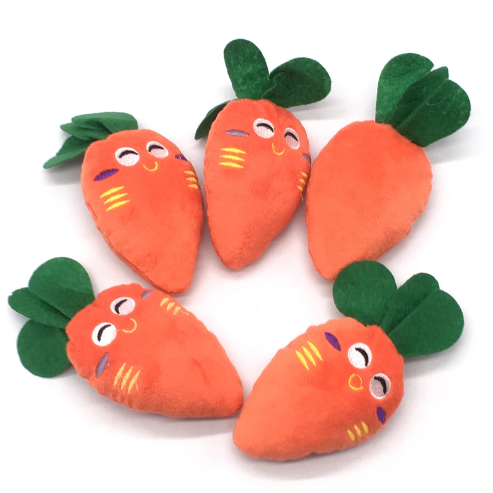 Sounding Puppy Dog Chew Toy Vegetable Cartoon Squeak Toy For Cat Pets Plush Cute Smile Carrot Small Pet Clean Teeth