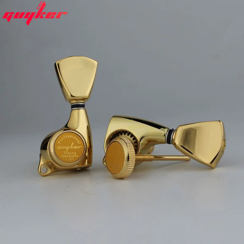 1 Set GUYKER Gold tuners Gear ratio 1:21 Lock String Tuners for LP SG Electric Guitars Machine Heads Tuners Trapezium Button