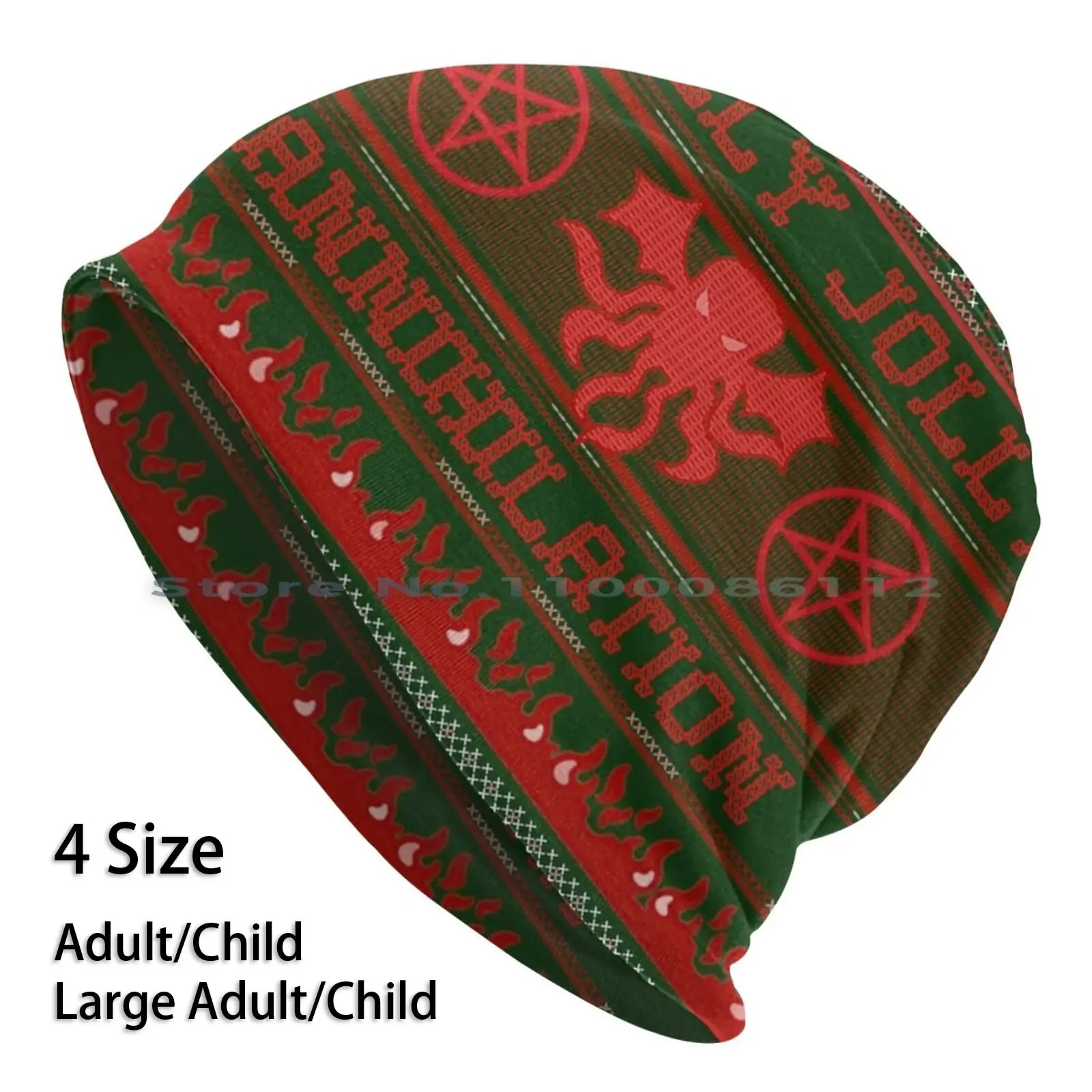 Have A Holly Jolly Christmas Annihilation With Cthulhu And His Red Fanged Reindeer. Beanies Knit Hat Holly Jolly Annihilation