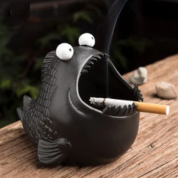 Tao Fan Creative Cute Animal Ceramic Ashtray Piranha Desktop Office Decoration Household Windproof and Fly Ash Car Small Ashtray