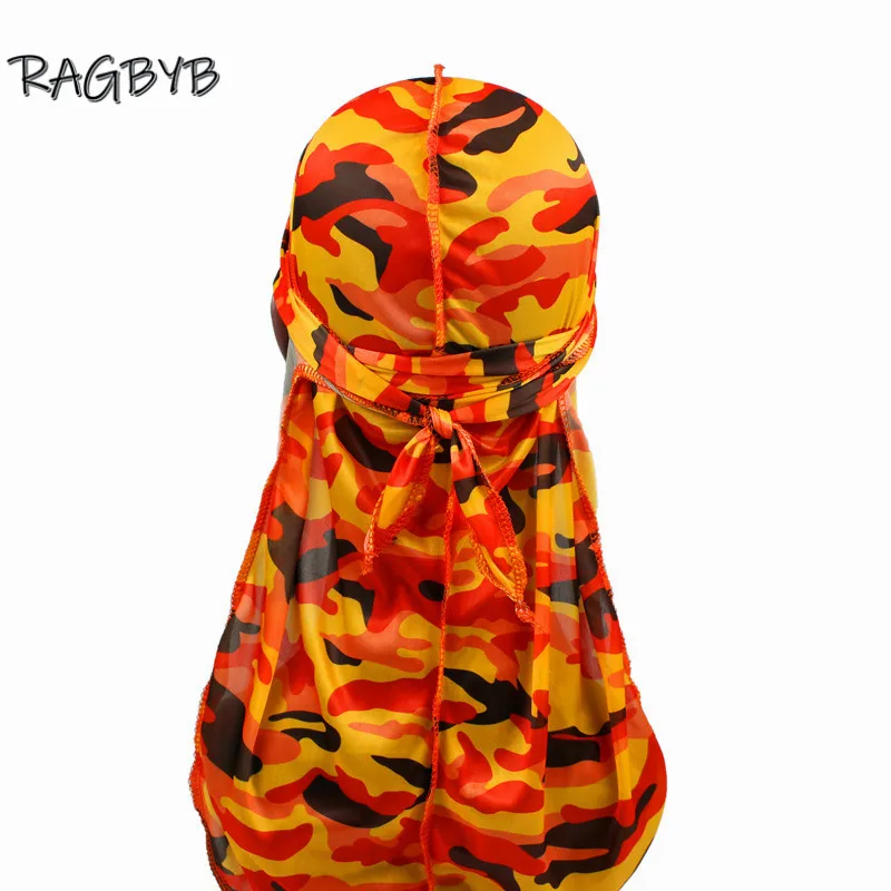 Neue Camo Print Seide Durag Bandanas für Männer Seidige Durags Lange Schwanz Welle Kappe Kopf Schal Frauen Hut Headwrap Durag – Detail 5
