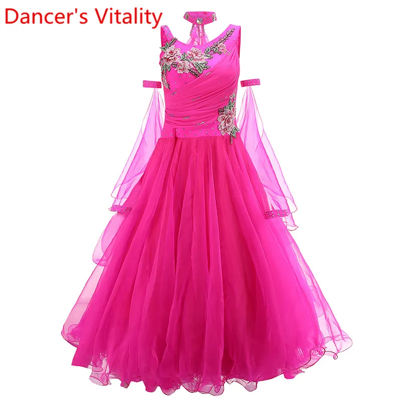 Moderne Dans Volwassen Vrouwen Kleding Grote Zoom Nationale Standaard Professionele Prestaties Jurk Ballroom Waltz Jazz Concurrentie Costum