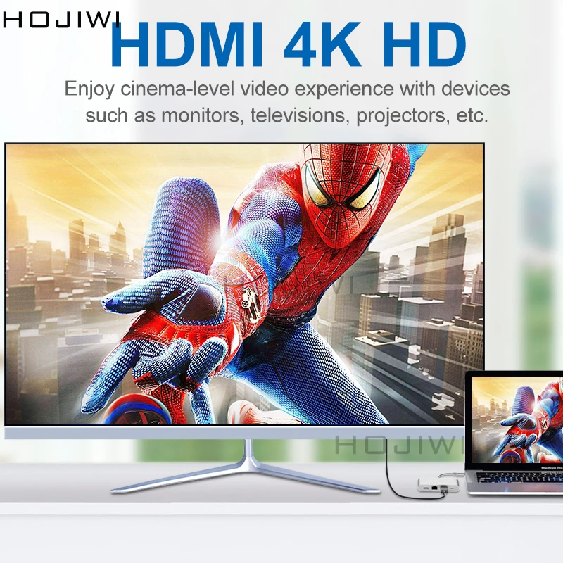 HOJIWI-محول HDMI 4 في 1 ، محور USB من النوع C إلى متعدد USB 3.0 ، محول Thunderbolt 3TF SD ، لجهاز MacBook Pro ، Huawei Mate