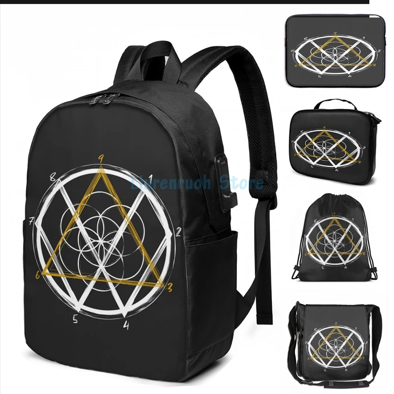 Funny Graphic print Tesla Code 369 USB Charge Backpack men School bags Women bag Travel laptop bag