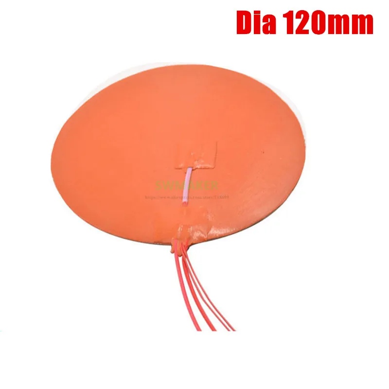 Dia 120mm 50W  Round Circular Silicone Heater HeatBed Heating Pad with Thermistor Delta kossel 3D Printer parts