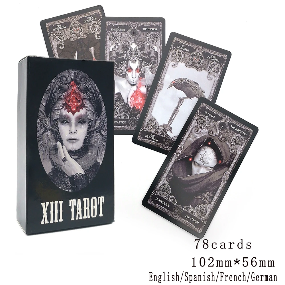 In2021 ciemny Tarot. W języku angielskim tarota. Hiszpański Tarot. Tarot francuski. Niemieckiego tarota. Tajemniczy los wróżby do użytku osobistego