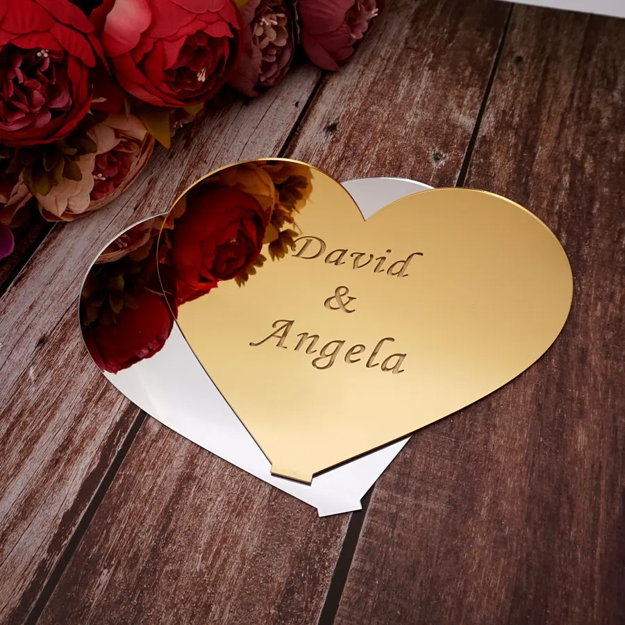 Personalisierter Herz-Stil, Hochzeit, Event, Party, Tischdekoration, Gastgeschenke, Requisite, individueller Name, Acrylspiegel als Verlobungsgeschenk – Detail 3