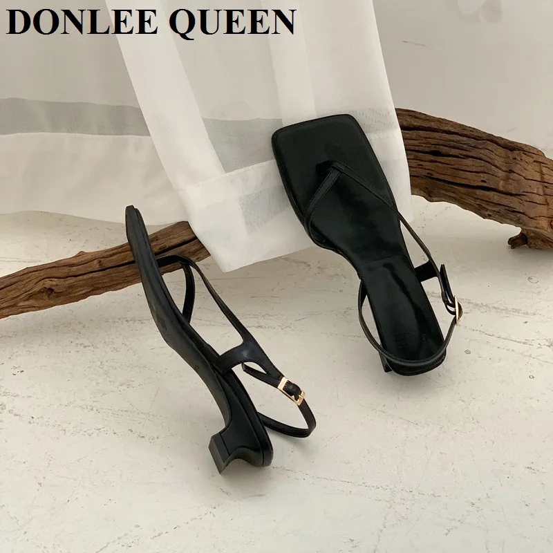 2024 Ankle Strap Women Sandals Brand Narrow Band Slide Beach Flip Flops Slingback Sandal Open Toe Low Heel Shoes Sandalias Mujer