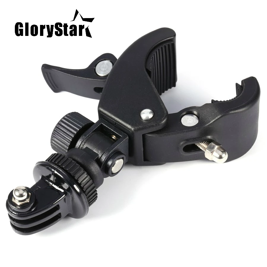 GloryStar Black Bike bicicletta moto manubrio manubrio morsetto adattatore per treppiede per videocamera Gopro Hero 9 8 7 6 5 OSMO SJ