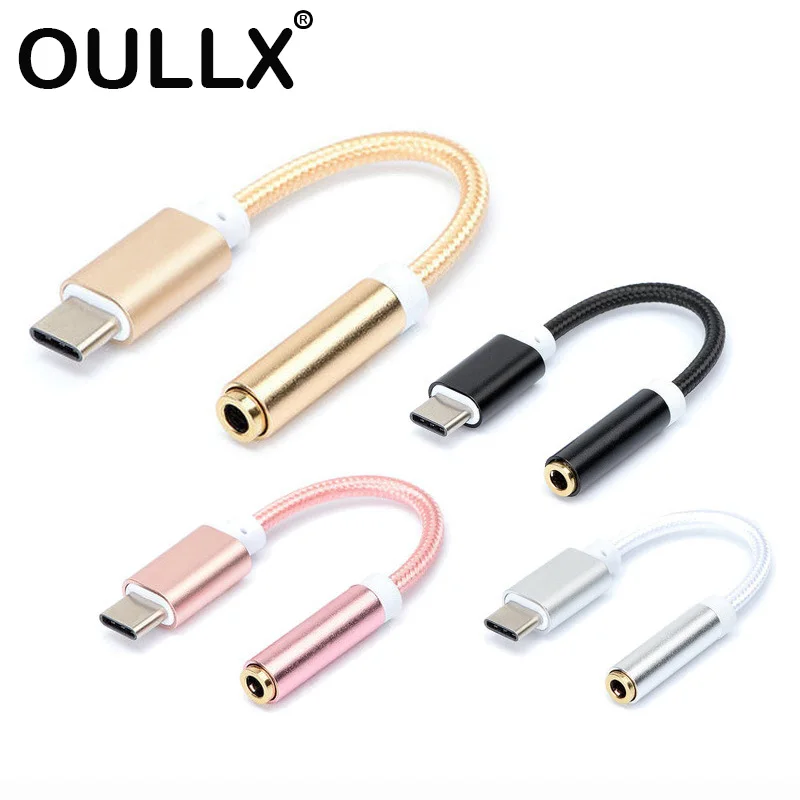 OULLX Type C 3.5 Jack Earphone USB C to 3.5mm AUX Headphones Adapter For Huawei mate 20 P30 pro Xiaomi Mi 6 8 9 SE Audio cable